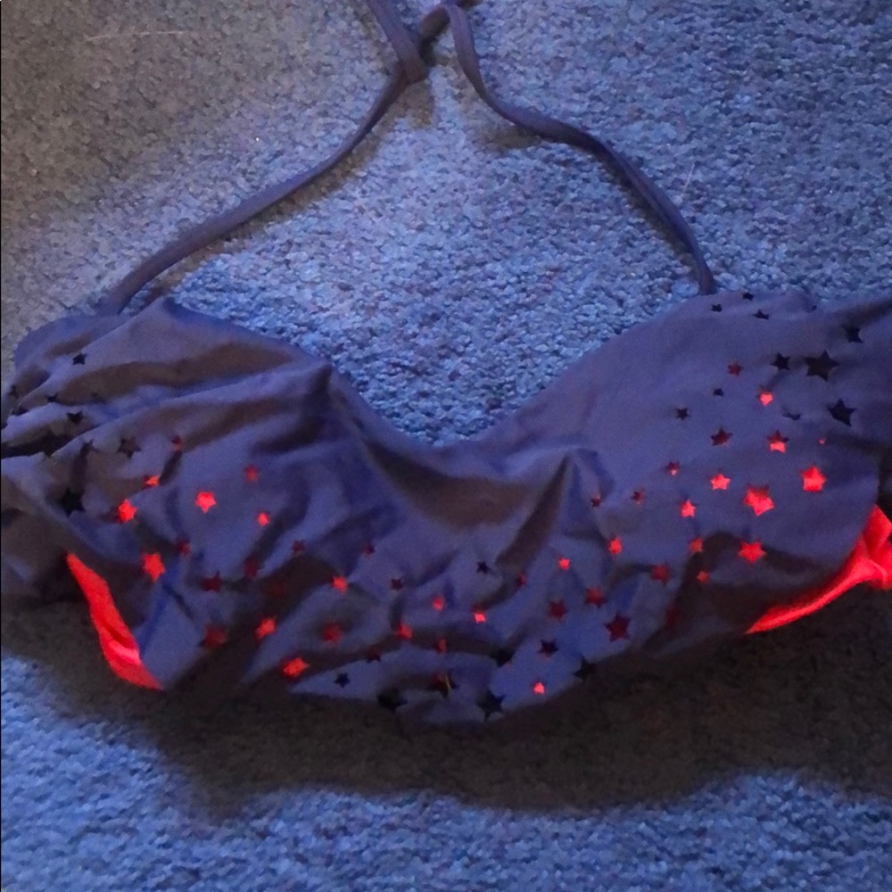 Blue and red bathing suit